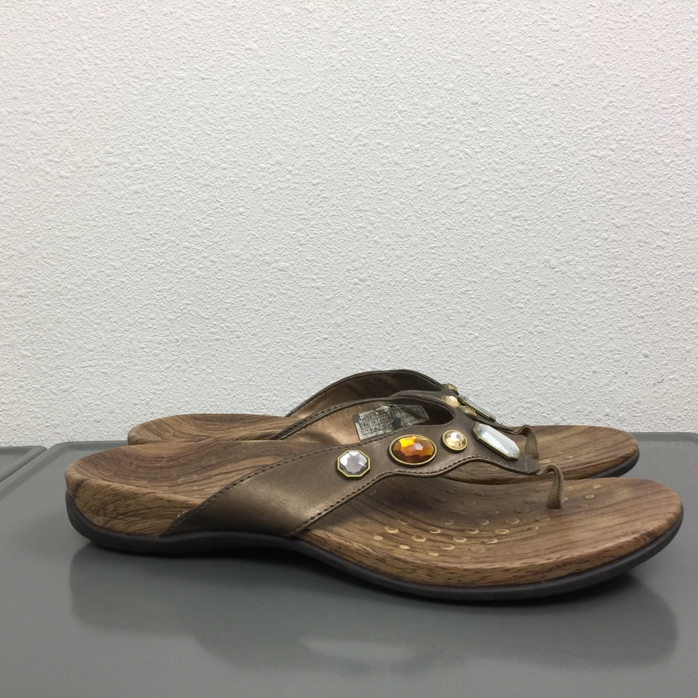 Vionic Bronze Flip Flops Thongs Sandals Size 9